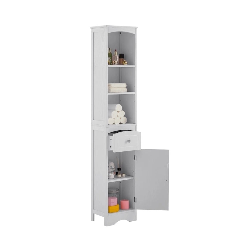 Tall Bathroom Cabinet with Storage, Drawer & Shelves