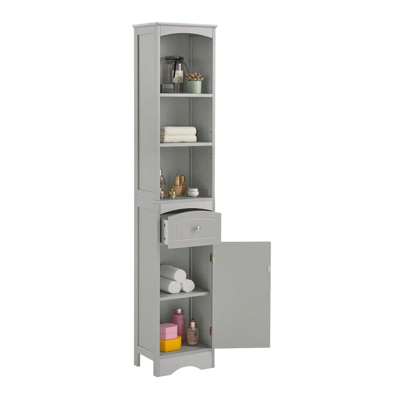 Tall Bathroom Cabinet with Storage, Drawer & Shelves