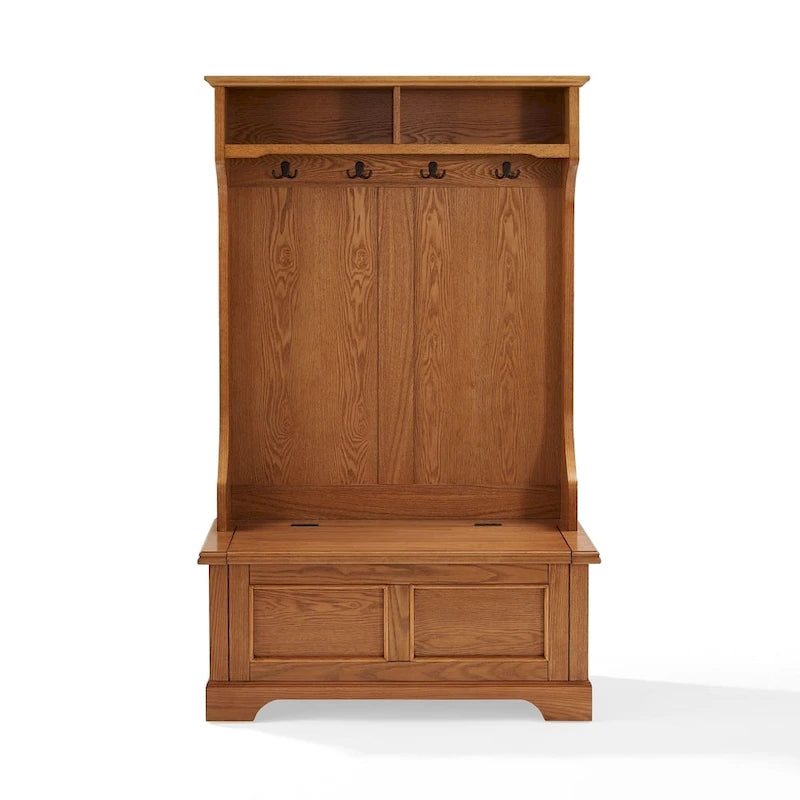 Hall Tree in Oak Finish - 40 W x 18.5 D x 64.25 H