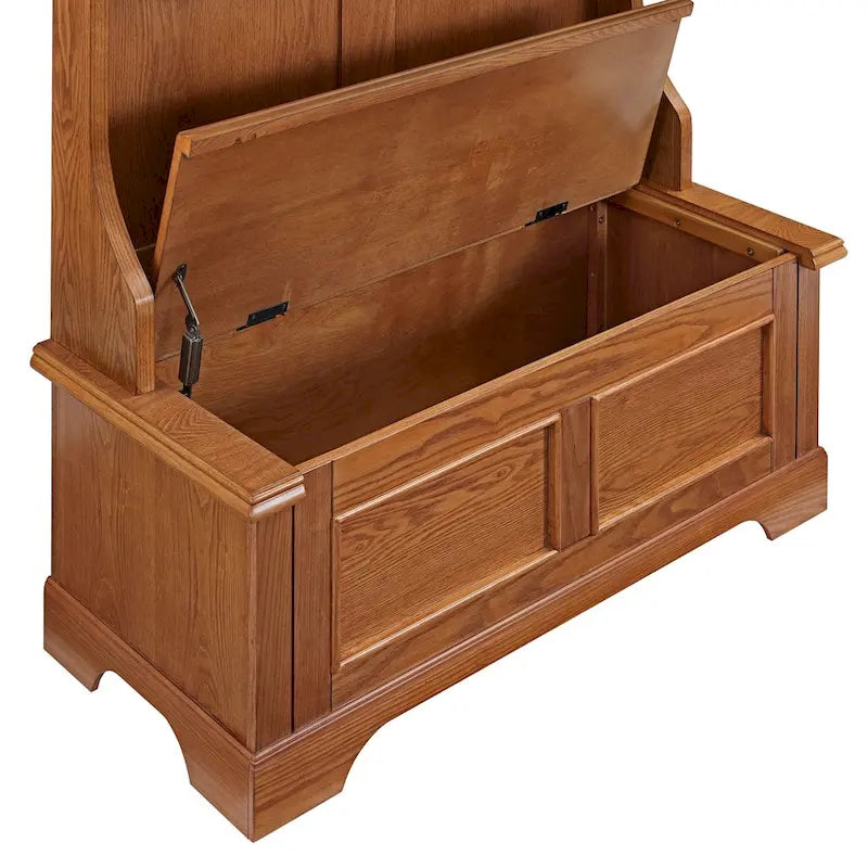 Hall Tree in Oak Finish - 40 W x 18.5 D x 64.25 H