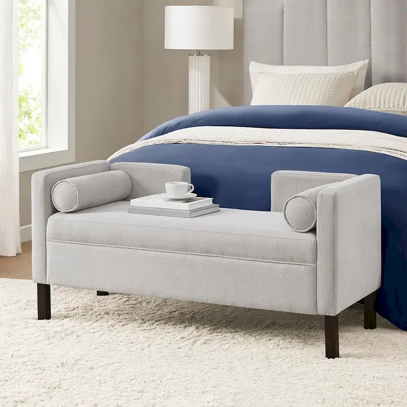 Upholstered Accent Bench with Unique Cutout Open Back