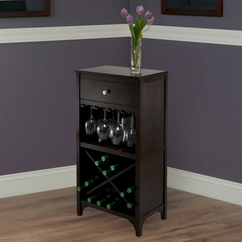 Wine Cabinet, Espresso - 19.09 x 12.6 x 37.52 inches