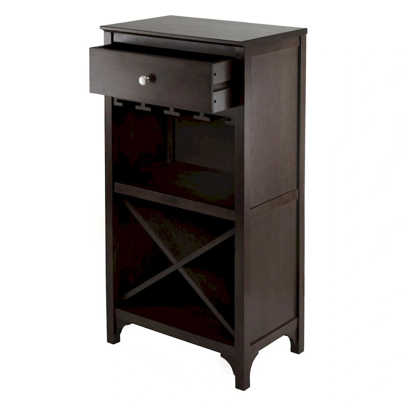 Wine Cabinet, Espresso - 19.09 x 12.6 x 37.52 inches