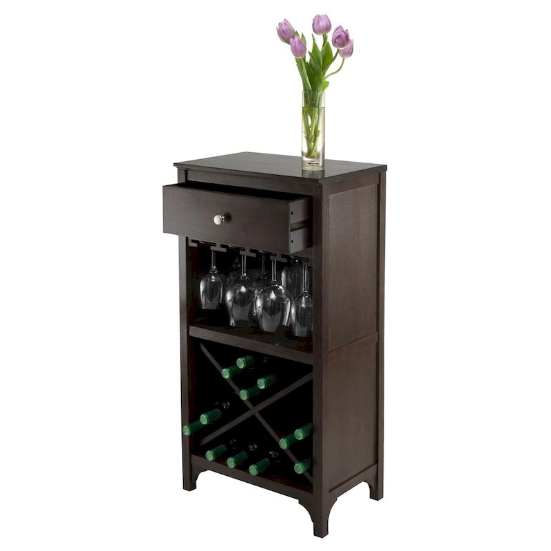 Wine Cabinet, Espresso - 19.09 x 12.6 x 37.52 inches