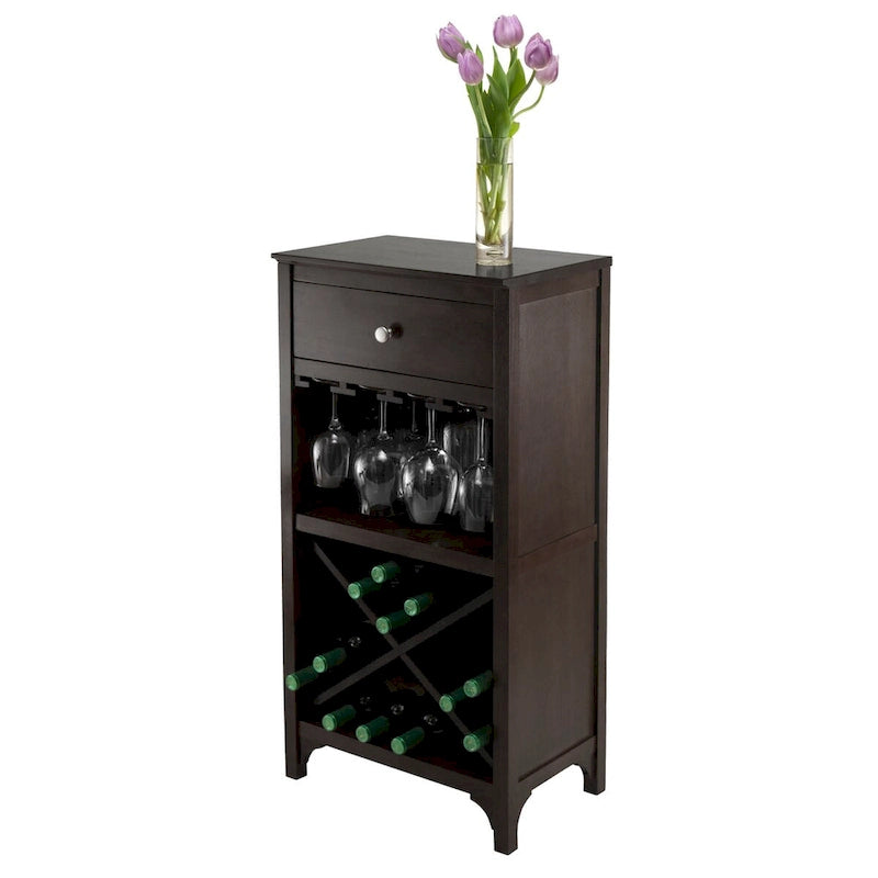 Wine Cabinet, Espresso - 19.09 x 12.6 x 37.52 inches