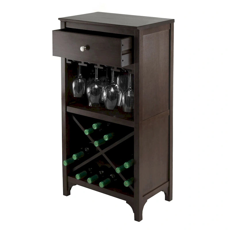 Wine Cabinet, Espresso - 19.09 x 12.6 x 37.52 inches