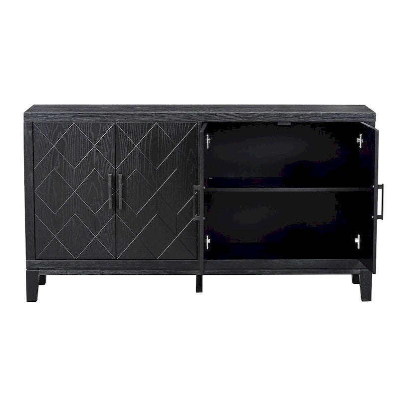4-door Retro Sideboard with Adjustable Shelves