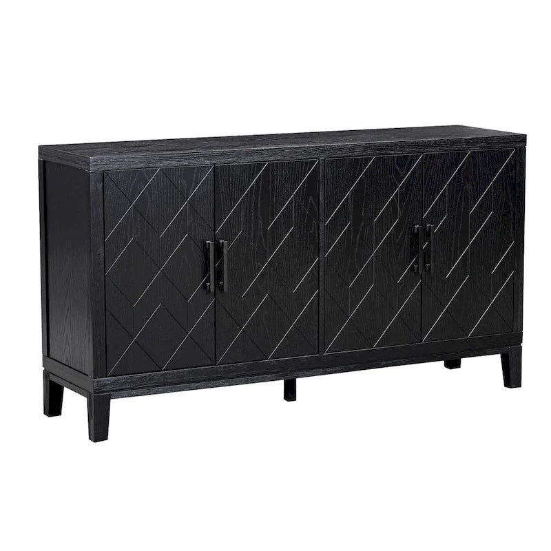 4-door Retro Sideboard with Adjustable Shelves