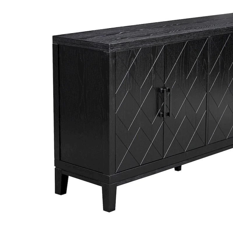 4-door Retro Sideboard with Adjustable Shelves
