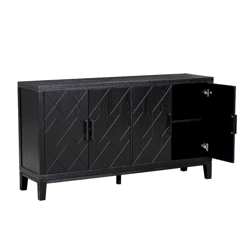 4-door Retro Sideboard with Adjustable Shelves