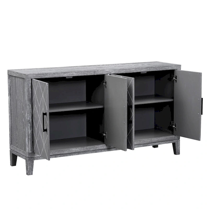 4-door Retro Sideboard with Adjustable Shelves