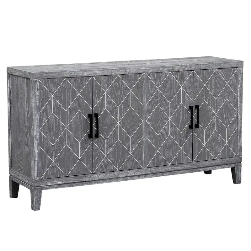 4-door Retro Sideboard with Adjustable Shelves