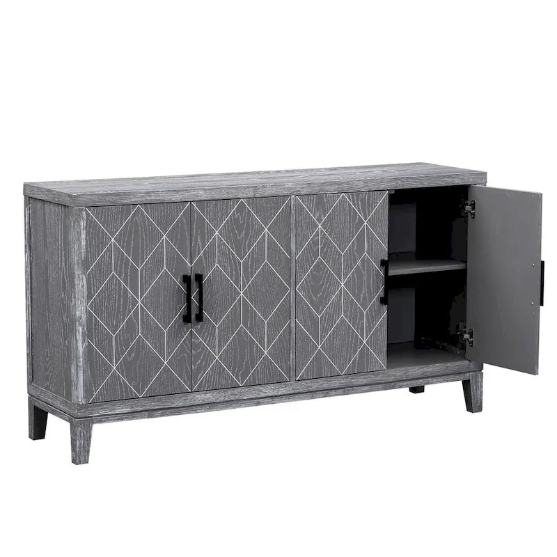 4-door Retro Sideboard with Adjustable Shelves