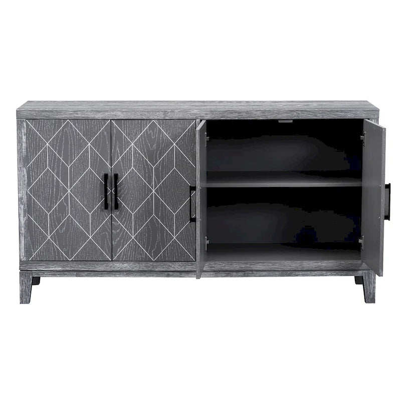 4-door Retro Sideboard with Adjustable Shelves
