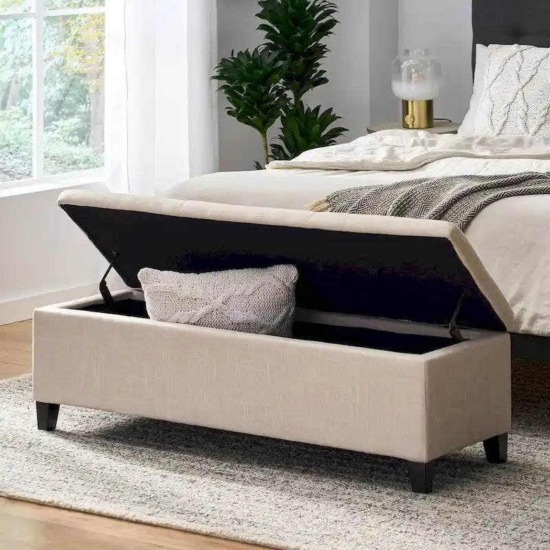 Upholstered Storage Bench for Bedroom Living Room Entryway