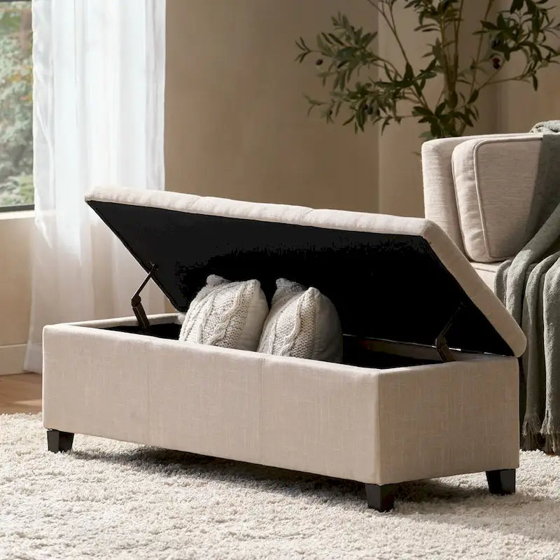 Upholstered Storage Bench for Bedroom Living Room Entryway
