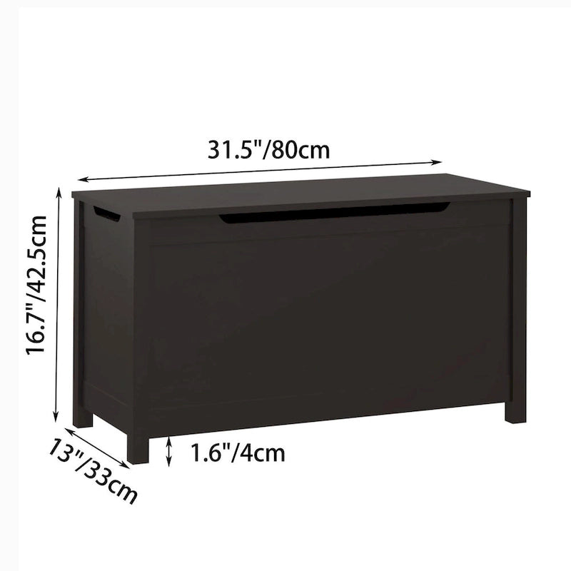 Kids Wooden Toy Box Storage with Safety Hinged Lid for Ages 3+