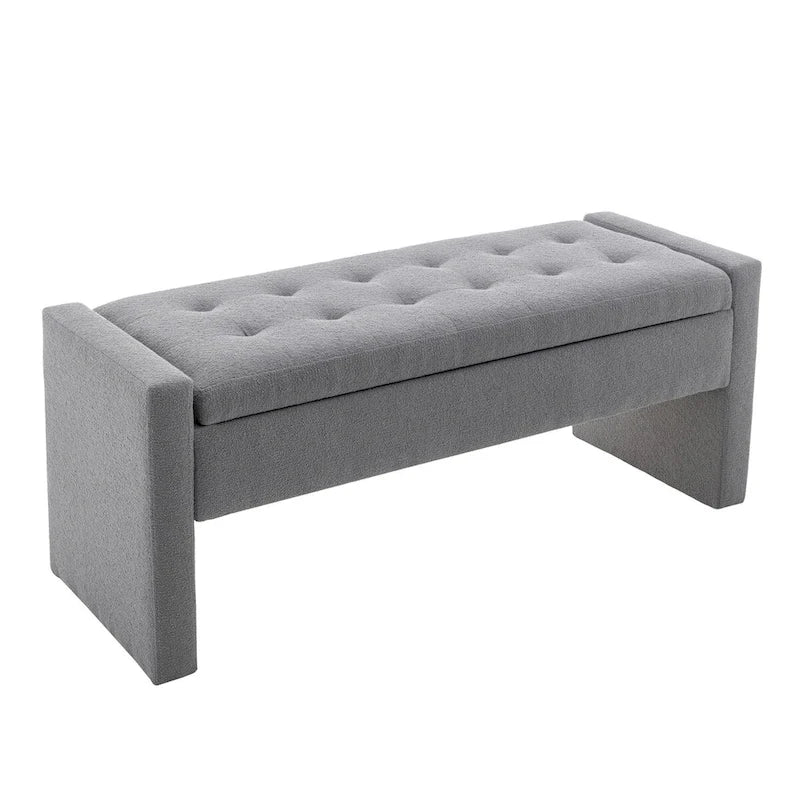 Boucle Fabric Storage Bench