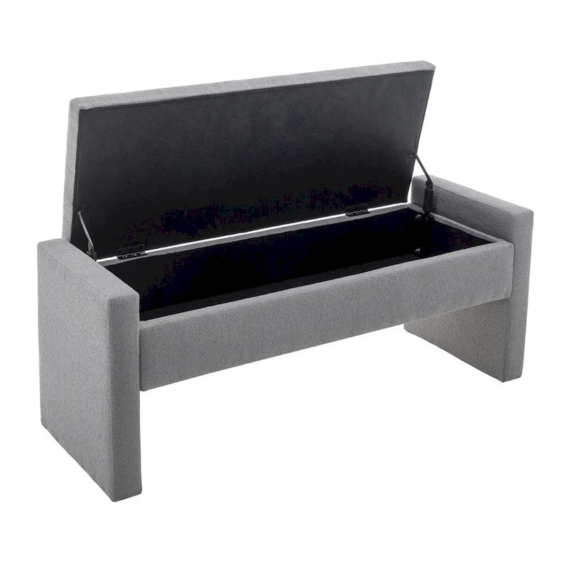 Boucle Fabric Storage Bench
