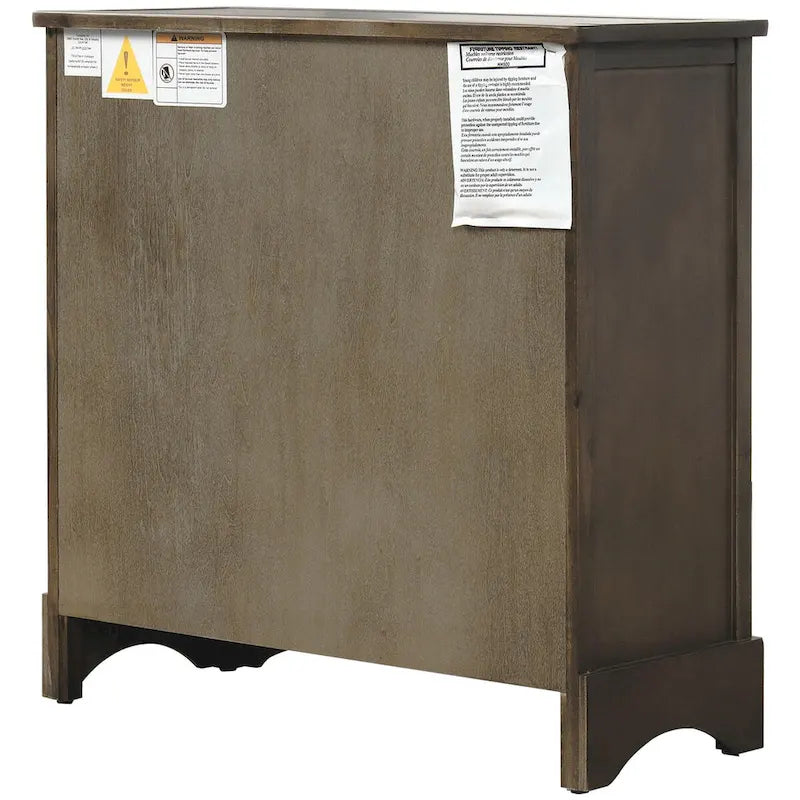 Rustic Storage Cabinet with Two Drawers and Four Classic Rattan Basket for Dining Room/Entryway/Living Room