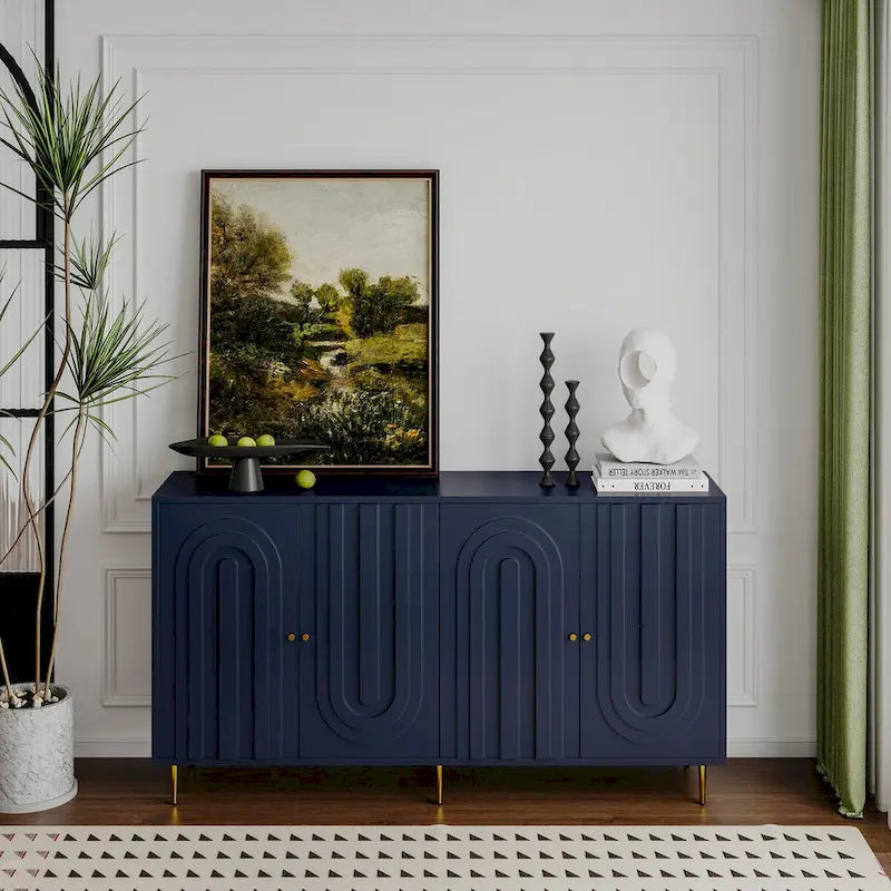 Modern Lacquered 4 Door Wooden Cabinet Sideboard Buffet