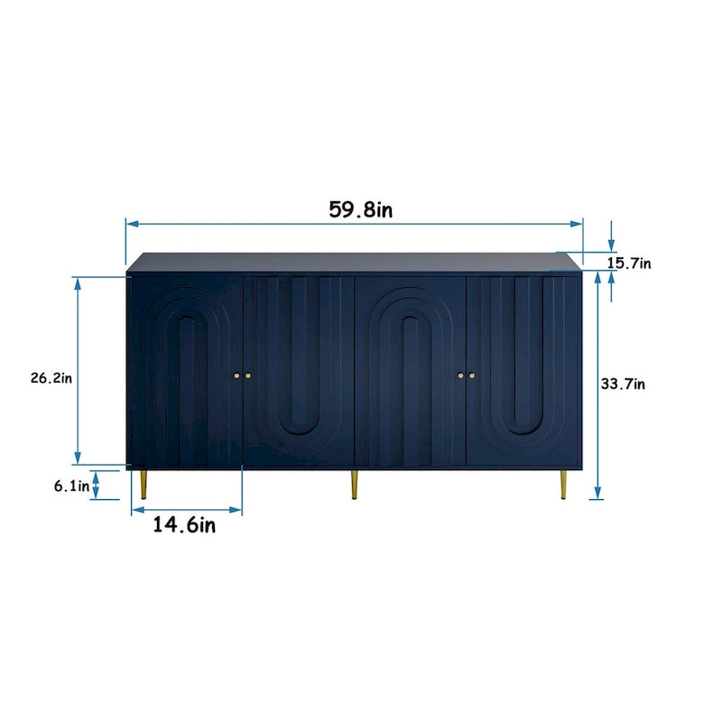 Credenza buffet moderna in legno laccato a 4 ante