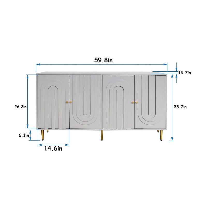 Credenza buffet moderna in legno laccato a 4 ante
