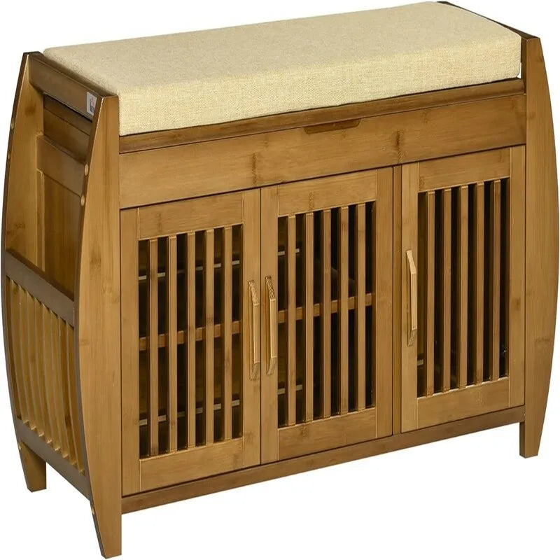 Banc à chaussures avec armoires de rangement - 12.5D x 40.25W x 18.25H