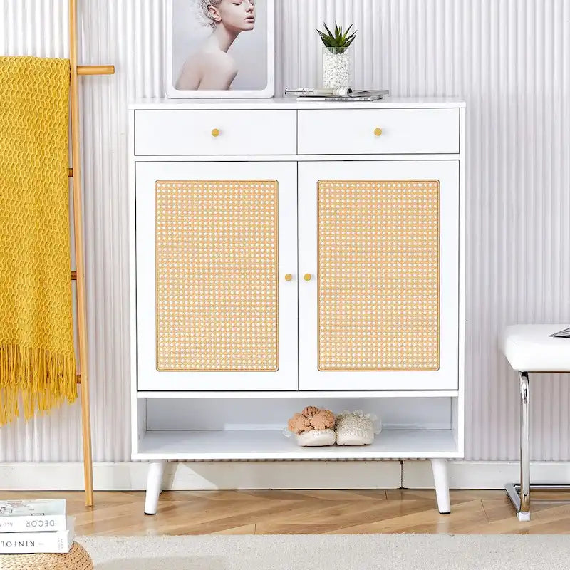 Moderne minimalistische rotan schoenenkast voor hal en woonkamer