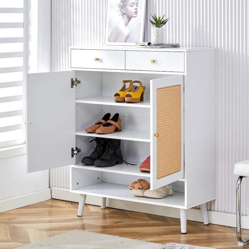 Modern Minimalist Rattan Shoe Cabinet for Corridor and Living Room