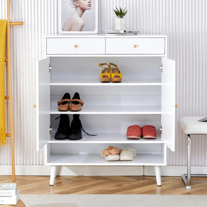 Modern Minimalist Rattan Shoe Cabinet for Corridor and Living Room