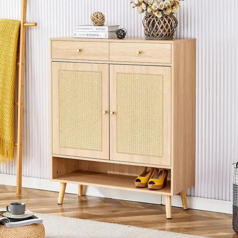Moderne minimalistische rotan schoenenkast voor hal en woonkamer
