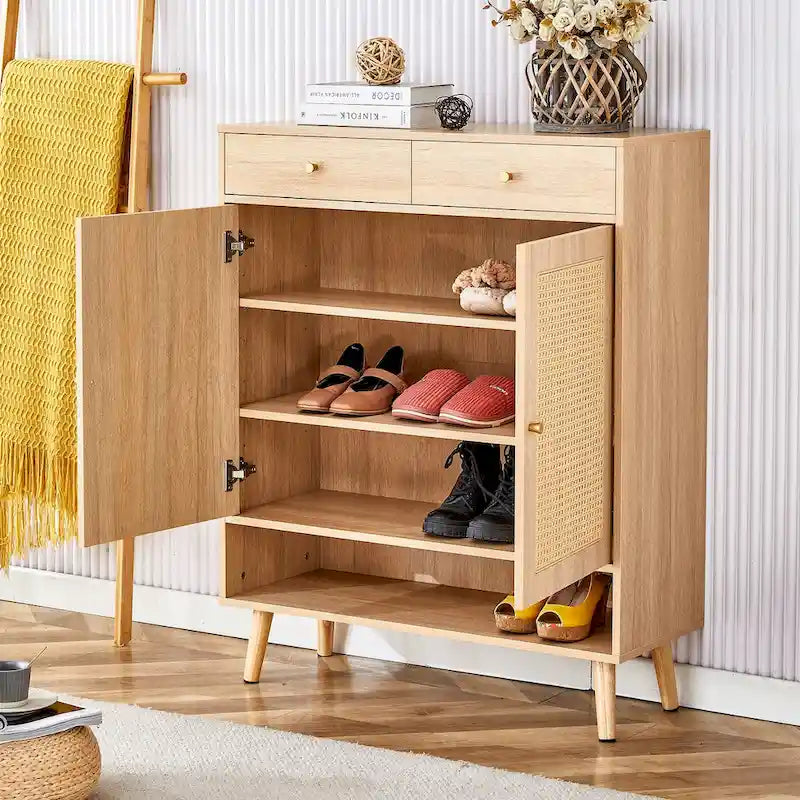 Moderne minimalistische rotan schoenenkast voor hal en woonkamer