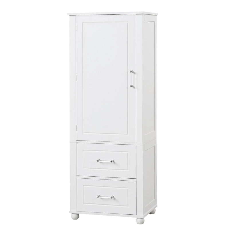 Freestanding Storage Cabinet with Two Drawers and Adjustable Shelf