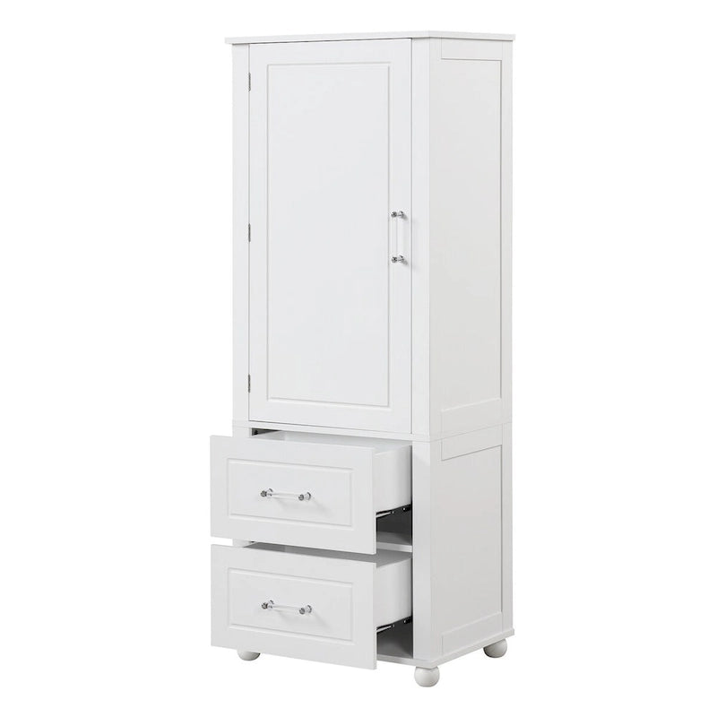 Freestanding Storage Cabinet with Two Drawers and Adjustable Shelf