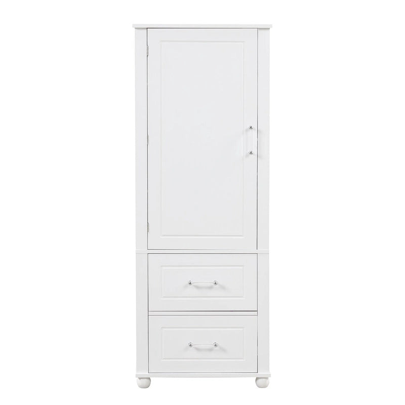 Freestanding Storage Cabinet with Two Drawers and Adjustable Shelf