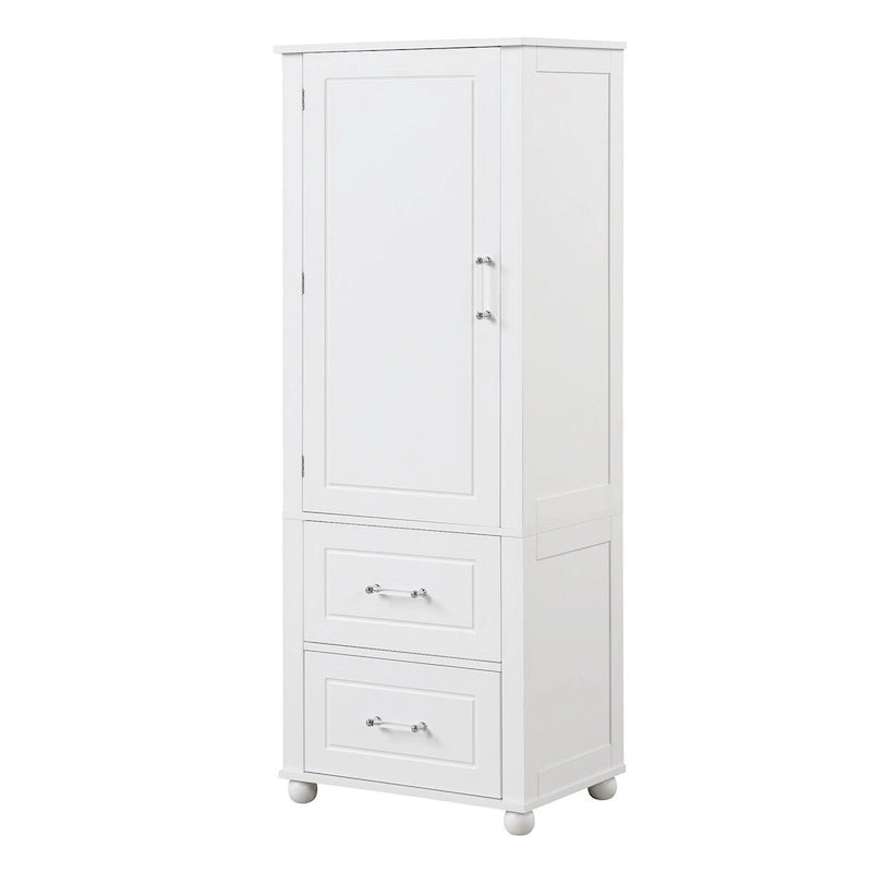 Freestanding Storage Cabinet with Two Drawers and Adjustable Shelf