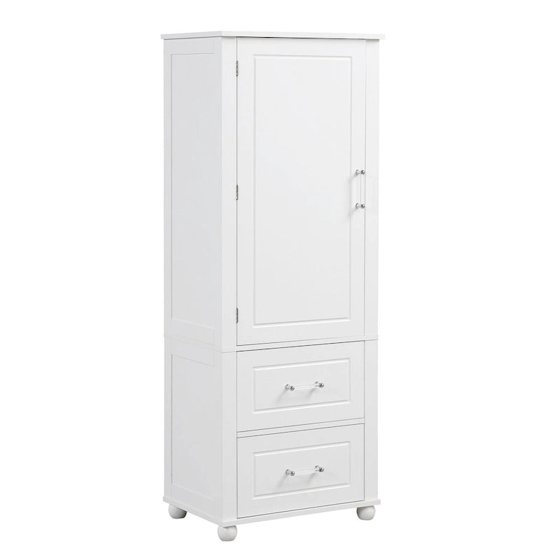Freestanding Storage Cabinet with Two Drawers and Adjustable Shelf
