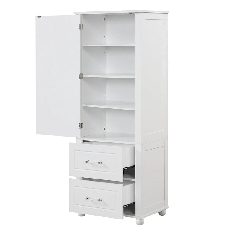 Freestanding Storage Cabinet with Two Drawers and Adjustable Shelf
