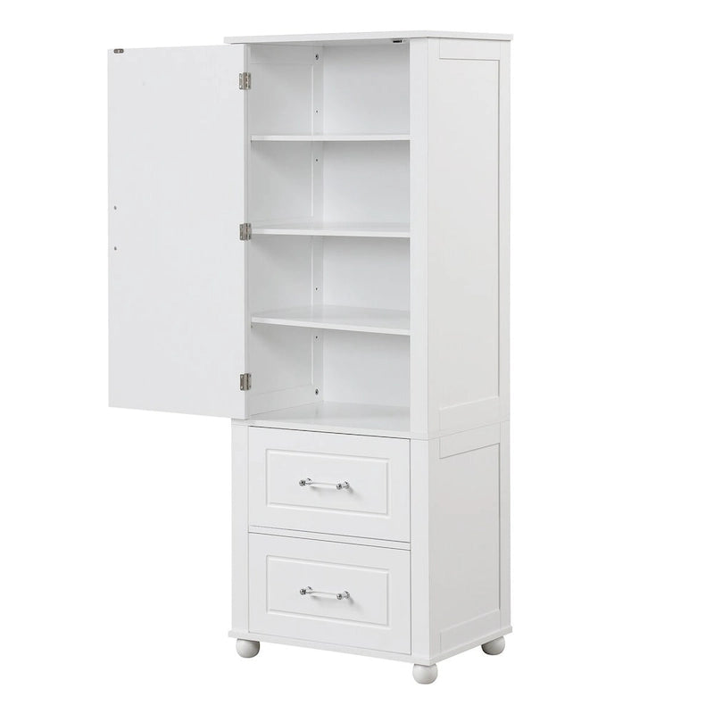 Freestanding Storage Cabinet with Two Drawers and Adjustable Shelf