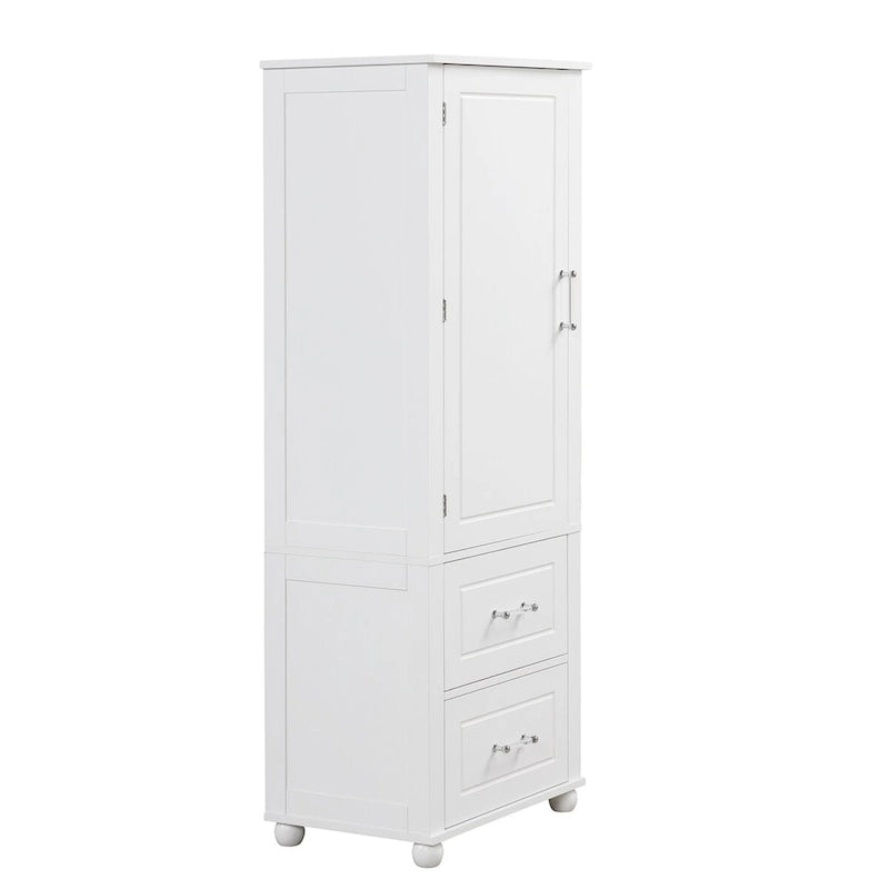 Freestanding Storage Cabinet with Two Drawers and Adjustable Shelf