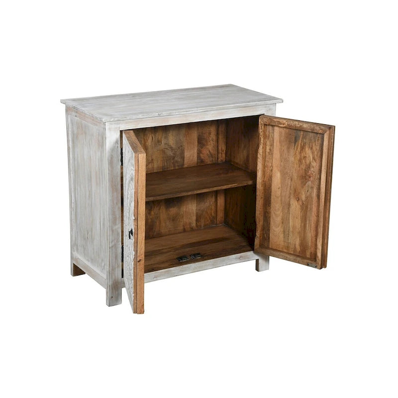 Whitewash Hand Carved 2 Door Accent Cabinet