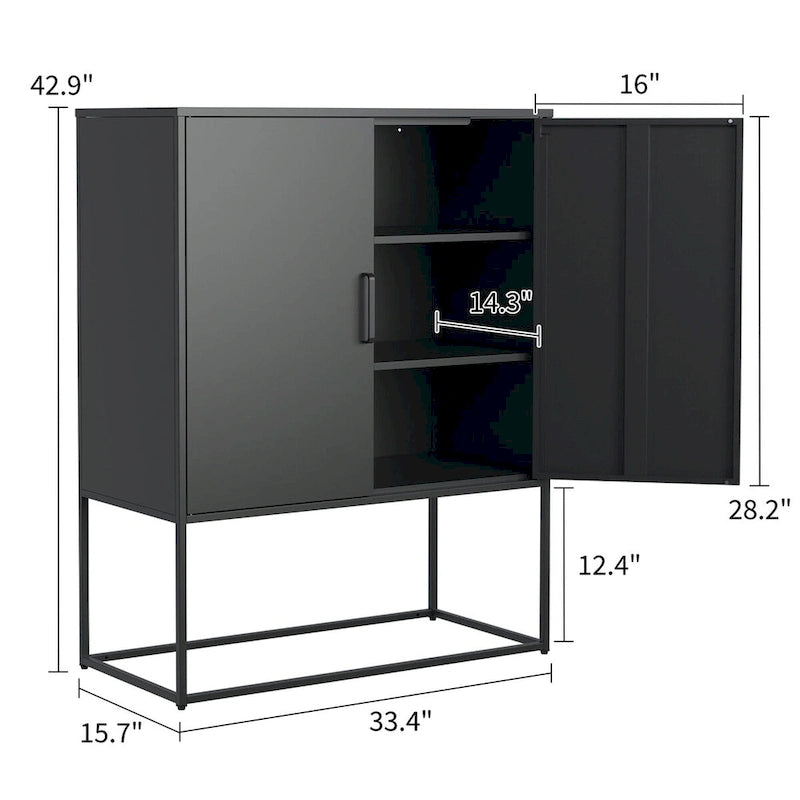 Steel Storage Cabinet with Adjustable Shelves & Magnetic Doors
