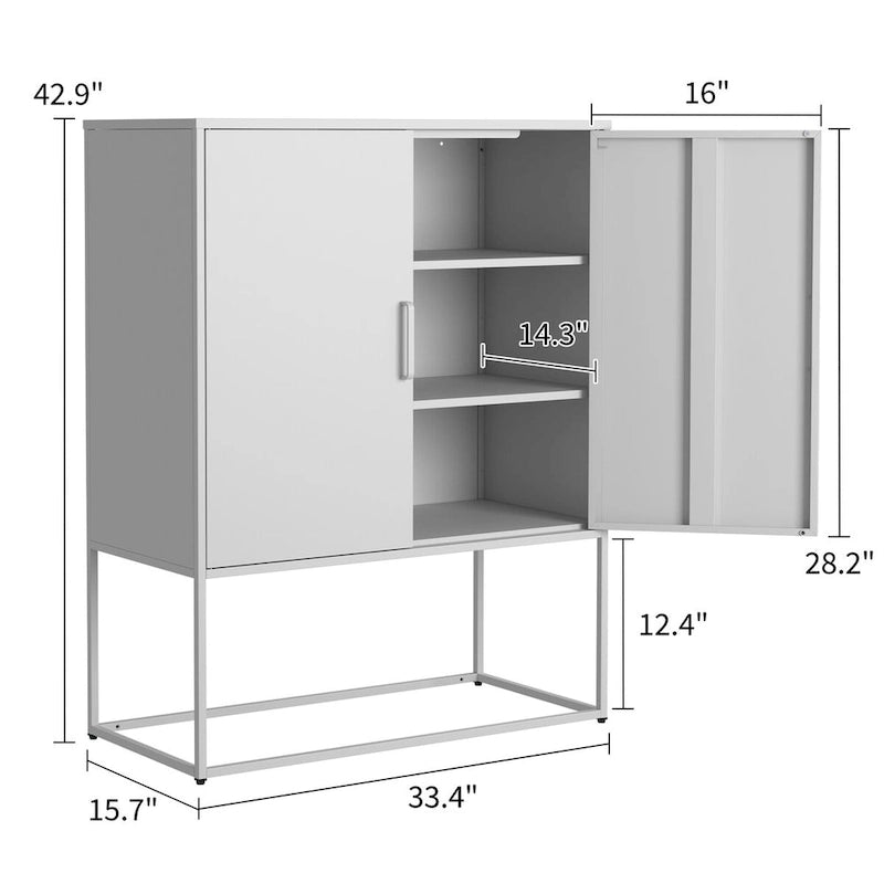 Steel Storage Cabinet with Adjustable Shelves & Magnetic Doors
