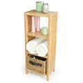 Bamboo Freestanding 4-Tier Bathroom Organizing Shelf with Storage