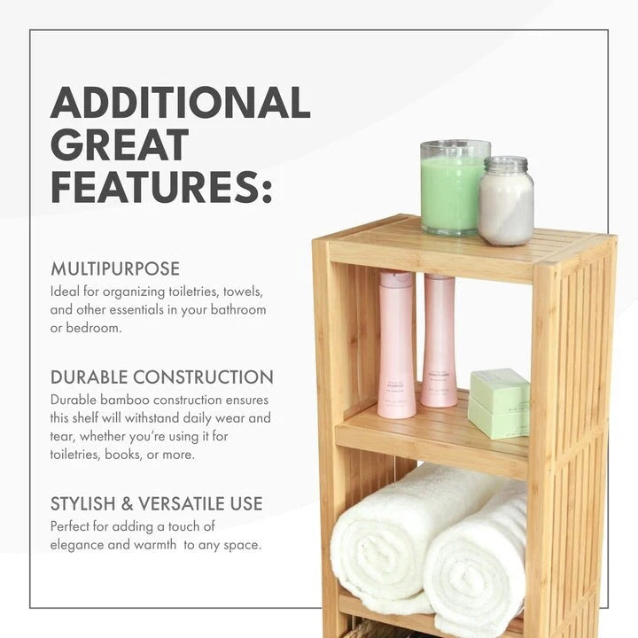Bamboo Freestanding 4-Tier Bathroom Organizing Shelf with Storage