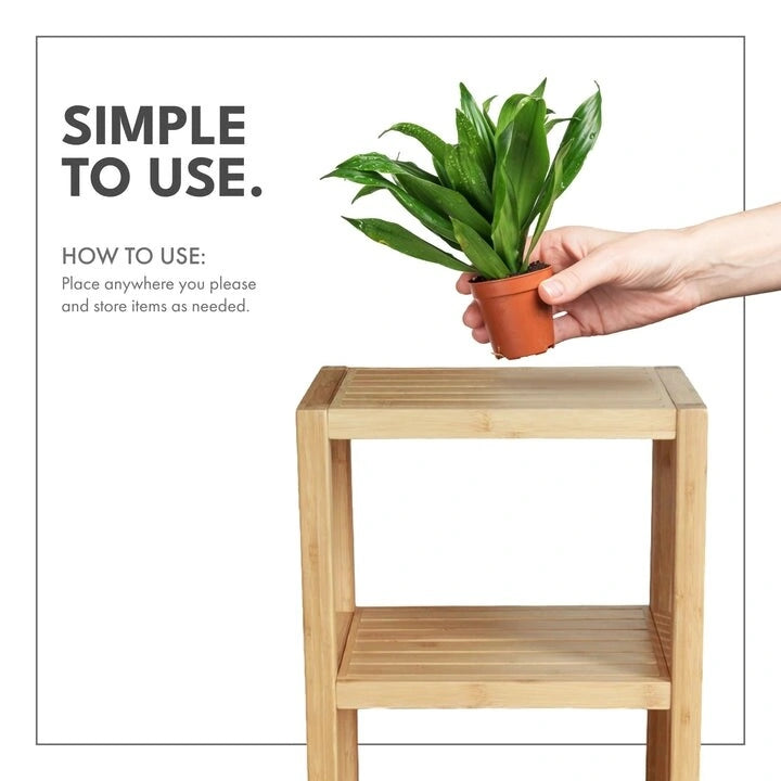 Bamboo Freestanding 4-Tier Bathroom Organizing Shelf with Storage