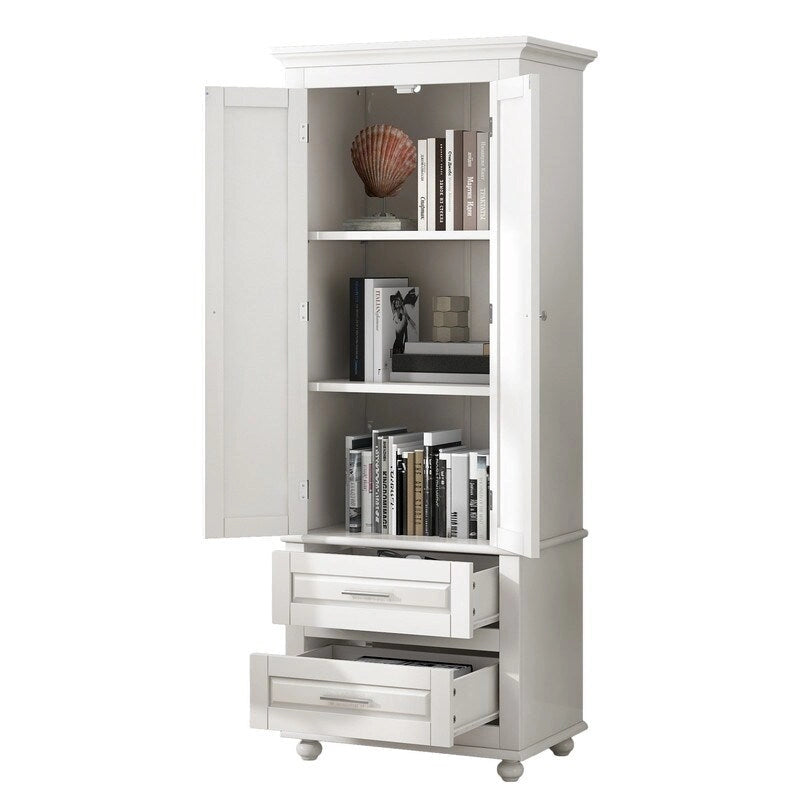 Tall Bathroom Storage Cabinet with Two Drawers and Two Doors