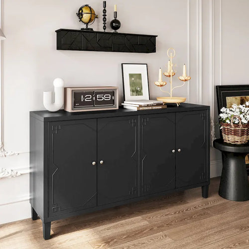 4 Door Wooden Cabinet Sideboard for Living Room