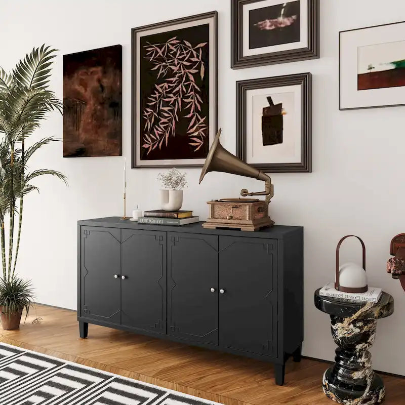 4 Door Wooden Cabinet Sideboard for Living Room